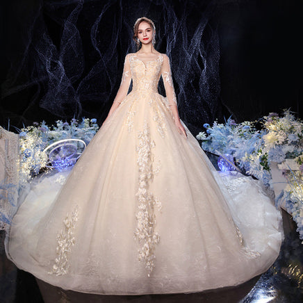 LOVSKYLINE - Original New Luxury Embroidery Wedding Dress With Appliques O-Neck Romantic Long Train Half Sleeves Robe De Mariée 2024 Custom Ball Gown DIGITAL OFFICE ELECTRONIC