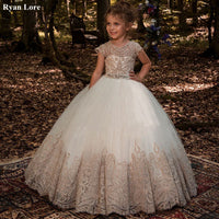 Original Ball Gown Flower Girl Dresses 2020 Appliques Short Sleeves Kids Princess Dress For Weddings First Communion Dress Pageant Gowns DIGITAL OFFICE ELECTRONIC