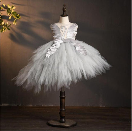 Original Children Ball Gown First Holy Communion Dress Swan Crystal Tulle Pageant Dress for Birthday Party Dress Beads Flower Girl Dress DIGITAL OFFICE ELECTRONIC