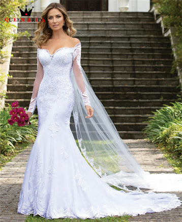 Original Custom Made 2022 New Design Wedding Dresses Mermaid Sweetheart Long Sleeve Tulle Lace Beading Simple Sexy Wedding Gowns CO34 DIGITAL OFFICE ELECTRONIC