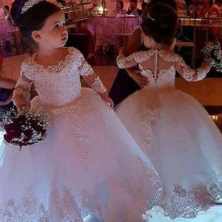 Original Flower Girl Dresses for Weddings Tulle Princess Lace Half Sleeve Holy First Communion Gowns Party Pageant Dress For Girls DIGITAL OFFICE ELECTRONIC