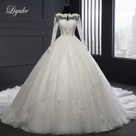 Original Liyuke Classic Cap Sleeve Beads Lace Ball Gown Wedding Dress With Corset Princess Bridal Gown DIGITAL OFFICE ELECTRONIC