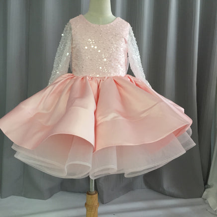 Original Princess Sequined Lace Flower Girl Dress Bows Children First Communion Dress Ball Gown Wedding Party Dress Runway Show Pageant DIGITAL OFFICE ELECTRONIC