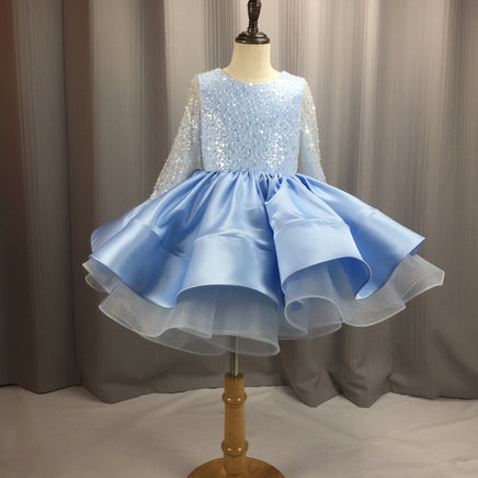 Original Princess Sequined Lace Flower Girl Dress Bows Children First Communion Dress Ball Gown Wedding Party Dress Runway Show Pageant DIGITAL OFFICE ELECTRONIC