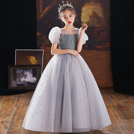 Original Princess Star Tulle Scoop Flower Girl Dress Bow Children First Communion Dress Ball Gown Wedding Party Dress Runway Show Pageant DIGITAL OFFICE ELECTRONIC