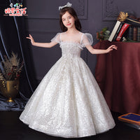 Original Shining Princess Tulle Scoop Flower Girl Dress Children First Communion Dress Ball Gown Wedding Party Dress Runway Show Pageant DIGITAL OFFICE ELECTRONIC