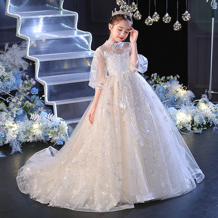 Original Shining Princess Tulle Scoop Flower Girl Dress Children First Communion Dress Ball Gown Wedding Party Dress Runway Show Pageant DIGITAL OFFICE ELECTRONIC