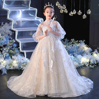 Original Shining Princess Tulle Scoop Flower Girl Dress Children First Communion Dress Ball Gown Wedding Party Dress Runway Show Pageant DIGITAL OFFICE ELECTRONIC