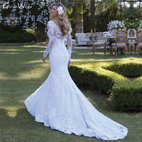 Original Vestidos De Novia African Long Sleeve Mermaid Wedding Dress 2022 Lace Appliques Sexy Illusion Back Bride Dresses Bridal Gowns DIGITAL OFFICE ELECTRONIC