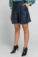 CONQUISTA FASHION - Original Blue Faux Leather Bermuda Shorts