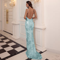 EVELYN BELLUCI - Original Marissa Aqua Sequin Gown