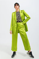 Q2 - Original Satin Wide Leg Suit Pants in Green