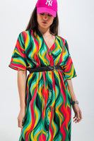 Q2 - Original Shirt Dress in Green Abstract Swirl Print