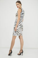 CONQUISTA FASHION - Original Print Sleeveless Dress With Contrast Detail