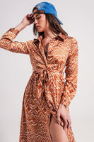 Q2 - Original Maxi Dress in Abstract Animal Print in Orange