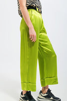 Q2 - Original Satin Wide Leg Suit Pants in Green