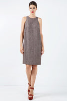 CONQUISTA FASHION - Original Sleeveless Brown Linen Sack Dress