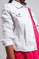 Q2 - Original Raw Edge Denim Jacket in Colour White