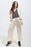 Q2 - Original Satin Wide Leg Suit Pants in Cream