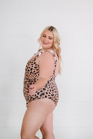 LIVING FREE BEAUTY - Original Hear Me Roar Leopard Ruffle Sleeve Swimsuit