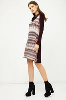 CONQUISTA FASHION - Original Line Print Dress With Turtle Neck