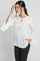 CONQUISTA FASHION - Original Ecru Flounce Sleeve Top