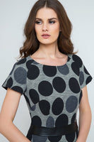 CONQUISTA FASHION - Original Straight Polka Dot Dress With Pleather Waistband