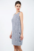 CONQUISTA FASHION - Original Sleeveless Floral a Line Dress With Button Detail