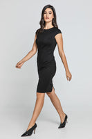 CONQUISTA FASHION - Original Fitted Black Dress With Cap Sleeves