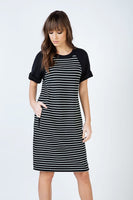 CONQUISTA FASHION - Original Short Sleeve Striped Dress With Pockets