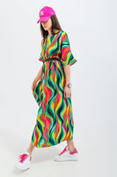 Q2 - Original Shirt Dress in Green Abstract Swirl Print