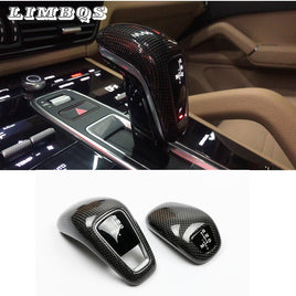 Gear Shift Knob Decoration Cover Trim for Porsche Panamera 971 2018-2019 Cayenne 9YA 2017-2019 Carbon Fiber Interior Replace