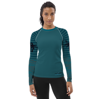 FIND YOUR COAST APPAREL - Original Women's Reels and Reefs Striped Sea Skinz Performance Rash Guard UPF 40+