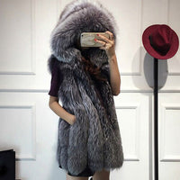 ZADORIN - Original Winter Coat Women Luxury Furry Faux Fur Vest Hooded Warm Faux Fur Jacket Coats Female Slim Waistcoat Veste Femme