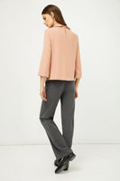 CONQUISTA FASHION - Original Bell Sleeve Peach Top With Peter Pan Collar