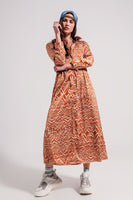 Q2 - Original Maxi Dress in Abstract Animal Print in Orange