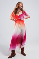 Q2 - Original Ombre Sweetheart Maxi Dress in Fuchsia