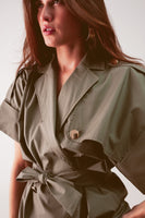 Q2 - Original Belted Jacket With Drop Shoulder in Khaki