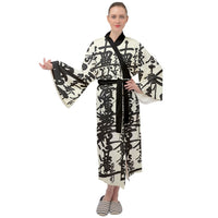 SHARON TATEM LLC - Original Oriental Designs Maxi Velour Kimono Black and White