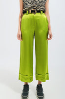 Q2 - Original Satin Wide Leg Suit Pants in Green