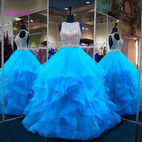 Original Vestidos De 15 Anos Crystals Ball Gown Quinceanera Dresses Organza Red Prom Party Gowns Ruffled Sequins Beaded Sweet 16 Dress