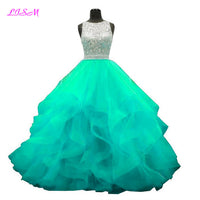 Original Vestidos De 15 Anos Crystals Ball Gown Quinceanera Dresses Organza Red Prom Party Gowns Ruffled Sequins Beaded Sweet 16 Dress