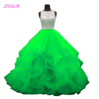 Original Vestidos De 15 Anos Crystals Ball Gown Quinceanera Dresses Organza Red Prom Party Gowns Ruffled Sequins Beaded Sweet 16 Dress