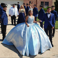 Original Elegant quinceanera dress Sleeveless sweet 16 dresses blue ball gown girl pageant Gown beaded lace Adult Prom party Dress