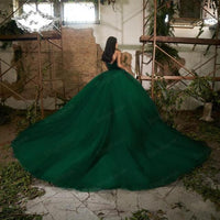 Original Sweet 16 Dark Green Princess Quinceanera Dresses Tulle Formal Pageant Ball Gown For Girls 15 Years Vestidos De Anos robe