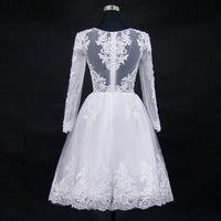 Original Vestido De Noiva 2022 Short Dress or 2 em 1 Wedding Dress Long Sleeves Lace Illusion Bridal Gowns