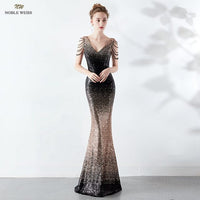 Original Prom Dresses V-Neck Prom Dress Sexy Sequin Vestidos De Gala Zipper Back Mermaid Floor Length Prom Gown