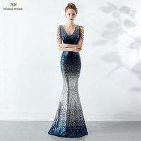 Original Prom Dresses V-Neck Prom Dress Sexy Sequin Vestidos De Gala Zipper Back Mermaid Floor Length Prom Gown