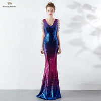 Original Prom Dresses V-Neck Prom Dress Sexy Sequin Vestidos De Gala Zipper Back Mermaid Floor Length Prom Gown