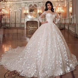 Original Luxury Wedding Dress Elegant Multi-layer Lotus Leaf Yarn V-neck Beading Wedding Gowns Crystal Lace Up White Vestido De Noiva